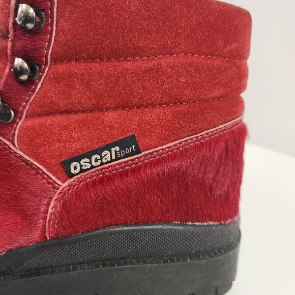 Oscar Sport Fur Boots Red Size EU 39 (US 8) Winter Outdoor Made in Italy - Picture 3 of 16